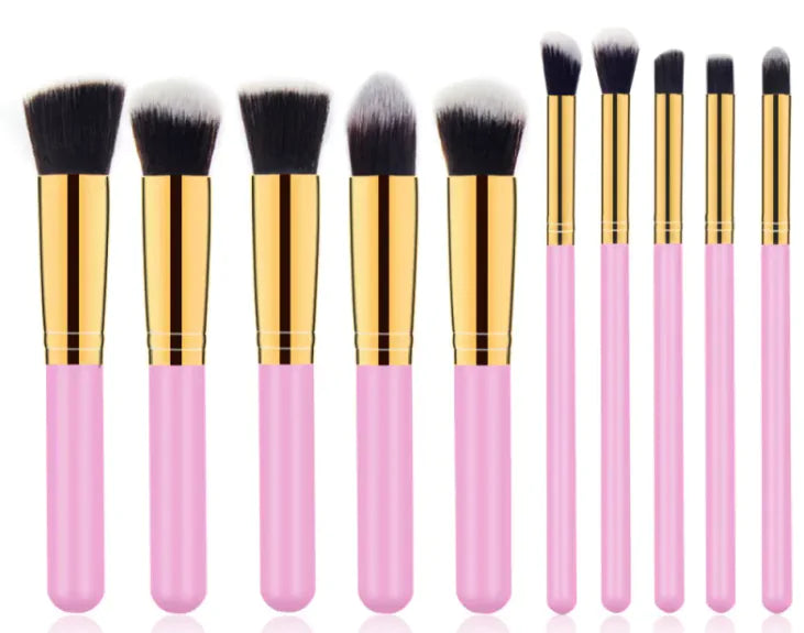 Elegant Wooden Handle Makeup Brush Set