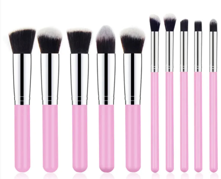 Elegant Wooden Handle Makeup Brush Set